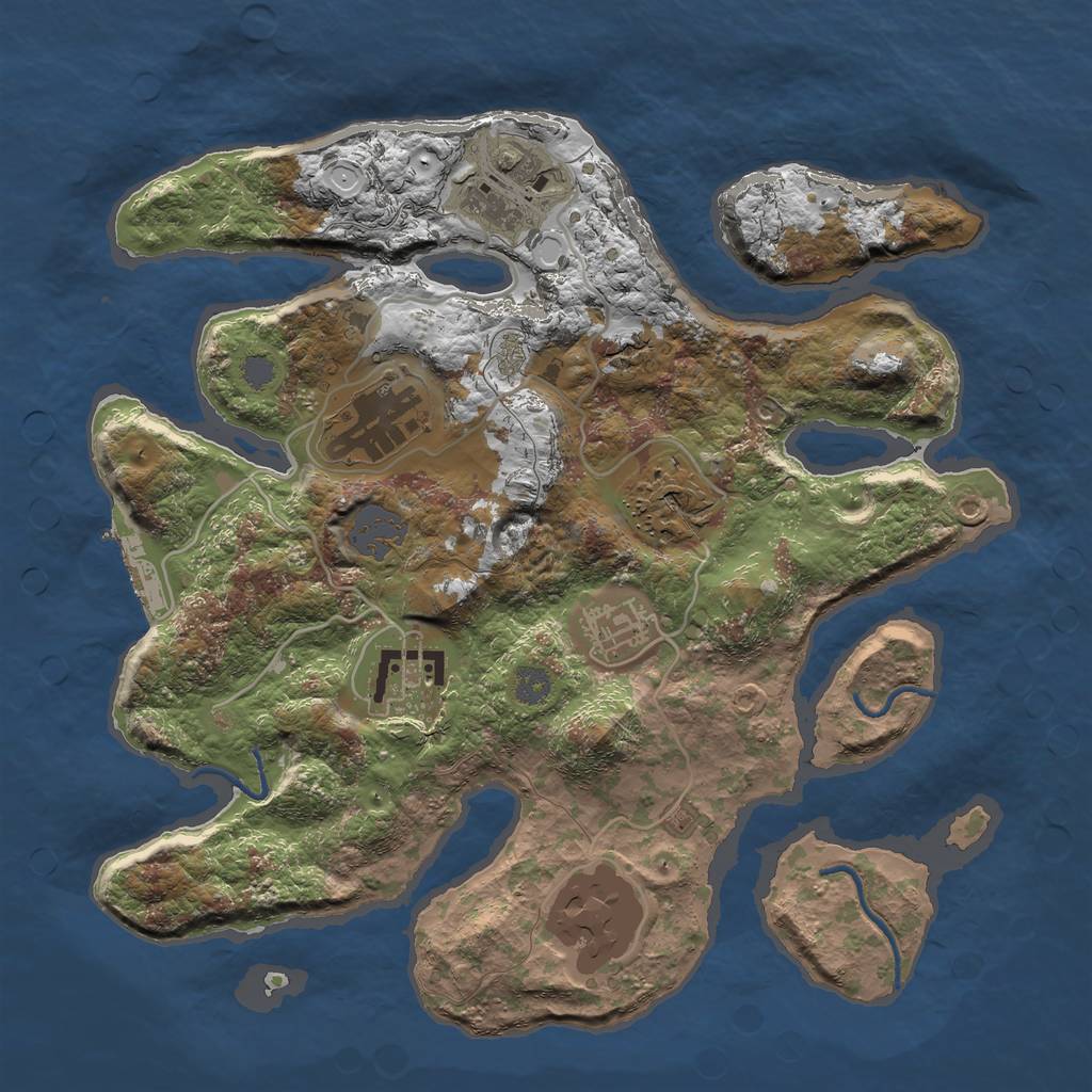 Rust Map: Procedural Map, Size: 3000, Seed: 4523, 12 Monuments