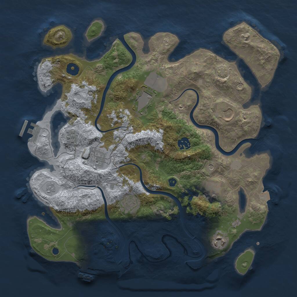 Rust Map: Procedural Map, Size: 3550, Seed: 987422, 14 Monuments