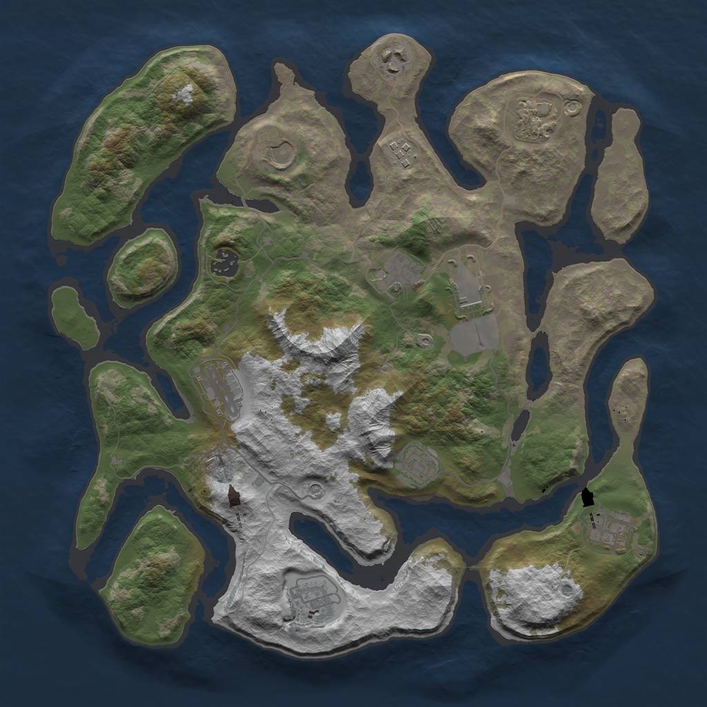Rust Map: Barren, Size: 3750, Seed: 856428532, 14 Monuments