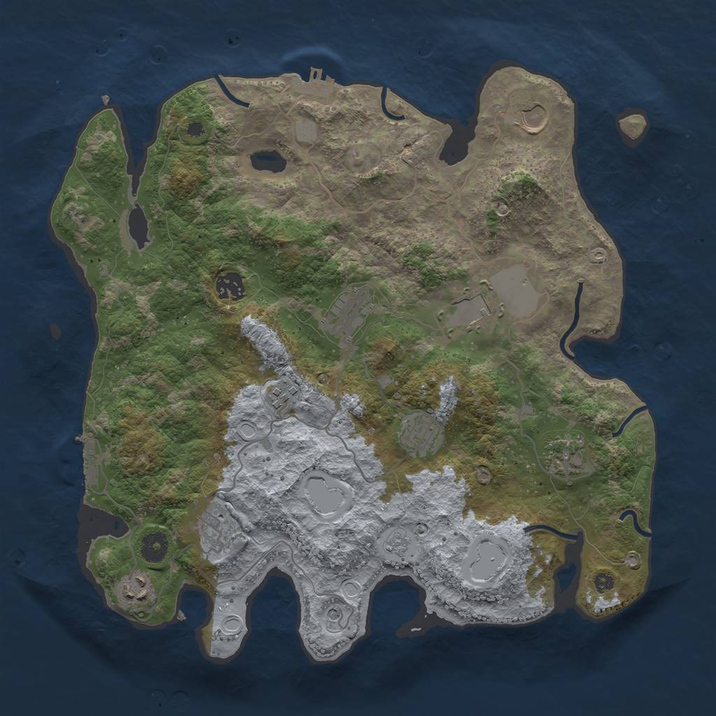 Rust Map: Procedural Map, Size: 3700, Seed: 595948905, 16 Monuments