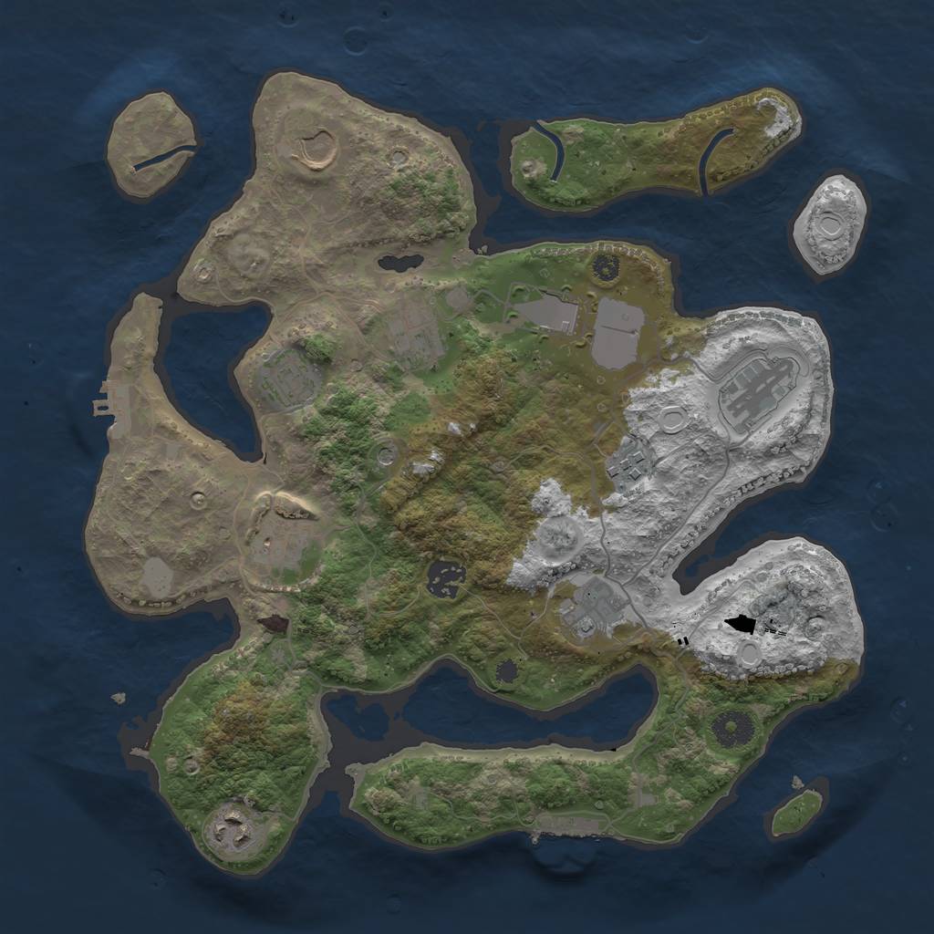Rust Map: Procedural Map, Size: 3550, Seed: 399740, 18 Monuments