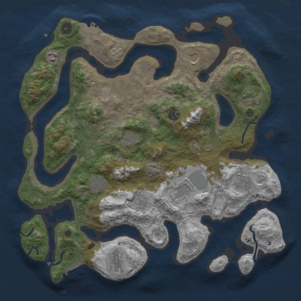 Rust Map: Procedural Map, Size: 4050, Seed: 340180669, 19 Monuments