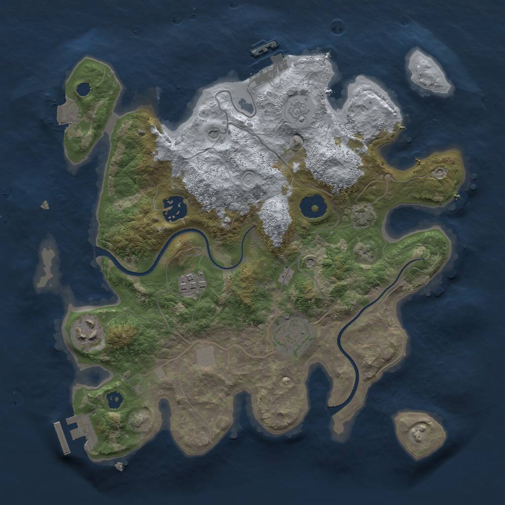 Rust Map: Procedural Map, Size: 3000, Seed: 21532, 10 Monuments