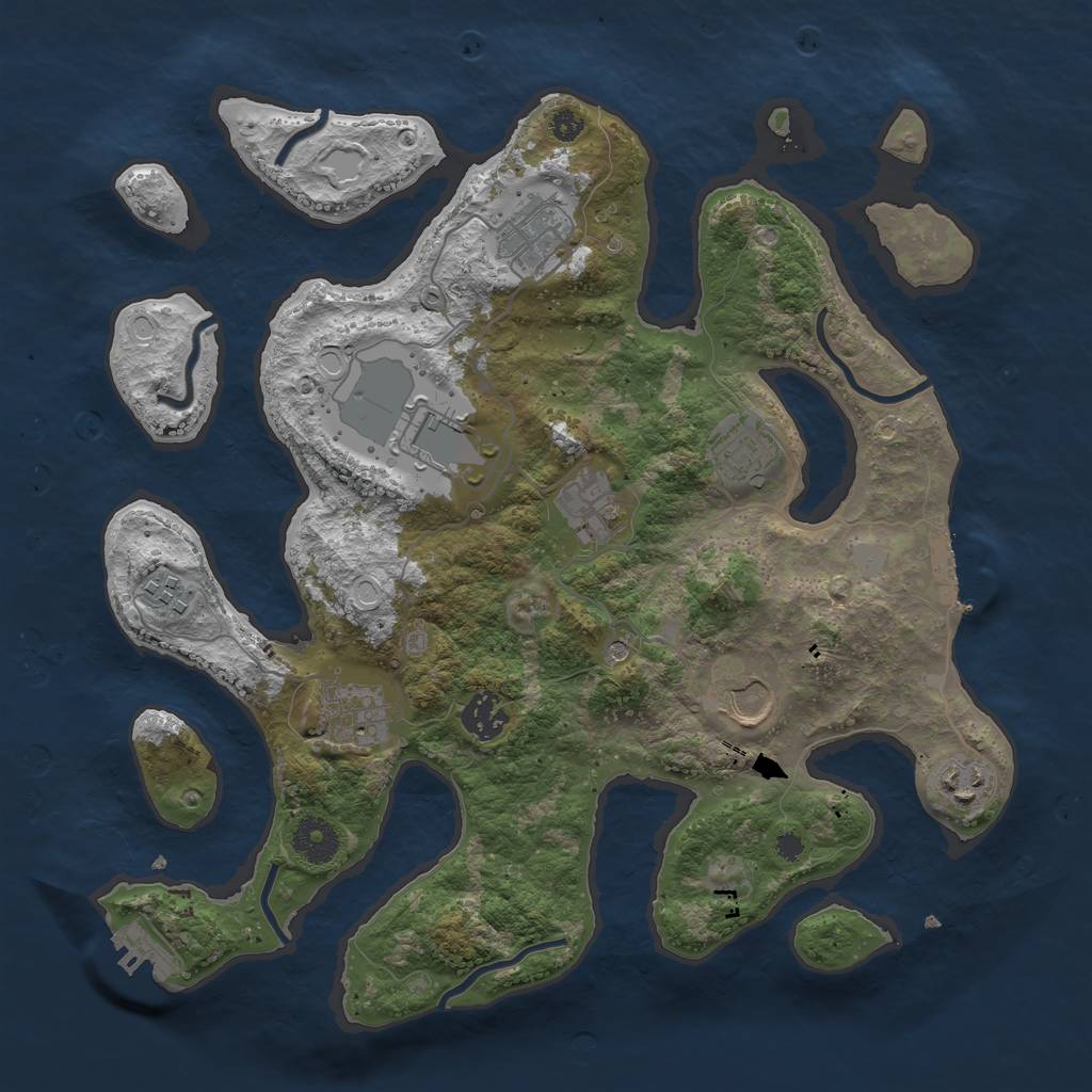 Rust Map: Procedural Map, Size: 3550, Seed: 53247, 17 Monuments