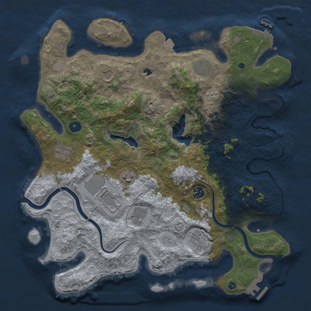 Rust Map: Procedural Map, Size: 4000, Seed: 637063, 15 Monuments