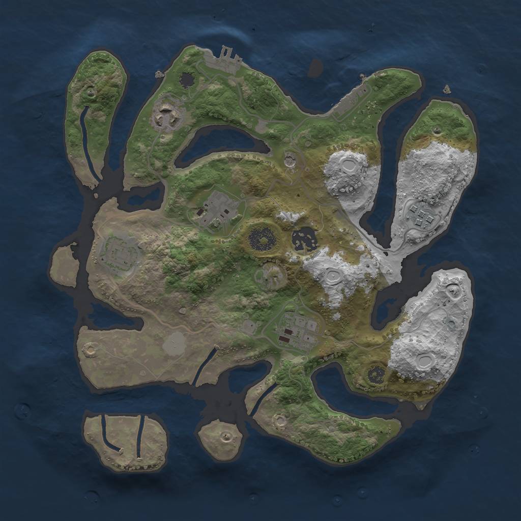 Rust Map: Procedural Map, Size: 3000, Seed: 465436, 14 Monuments