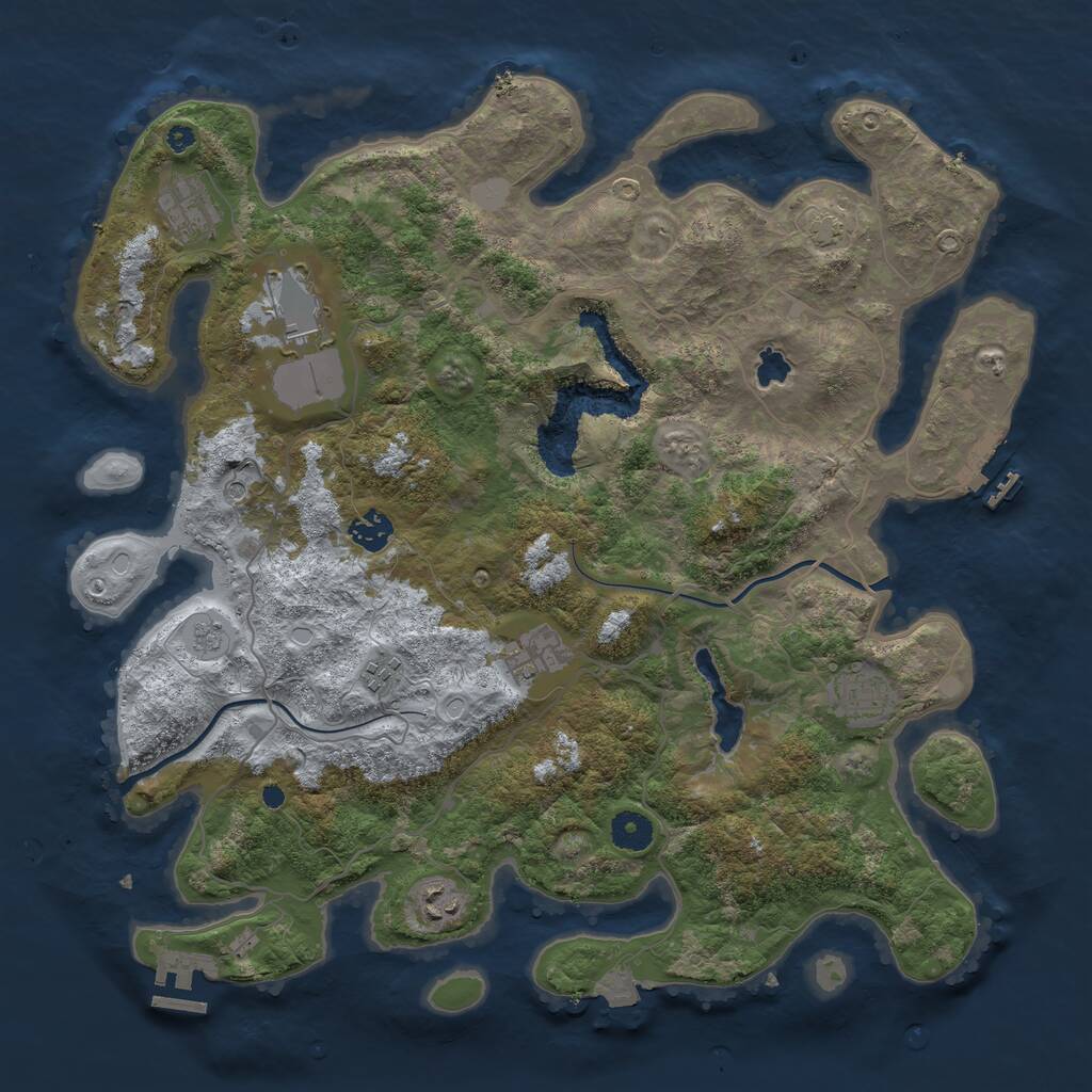 Rust Map: Procedural Map, Size: 4000, Seed: 997998999, 13 Monuments