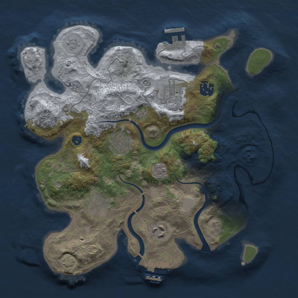 Rust Map: Procedural Map, Size: 3000, Seed: 472921, 12 Monuments