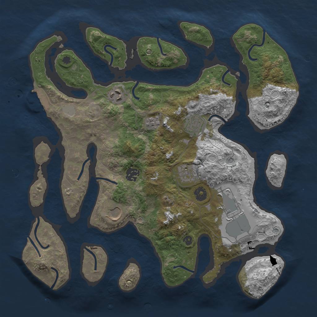 Rust Map: Procedural Map, Size: 3500, Seed: 924225, 14 Monuments