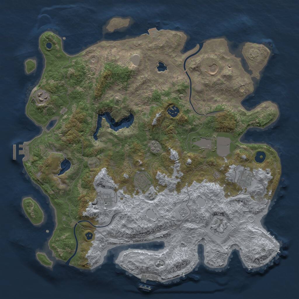 Rust Map: Procedural Map, Size: 4000, Seed: 1277254955, 15 Monuments