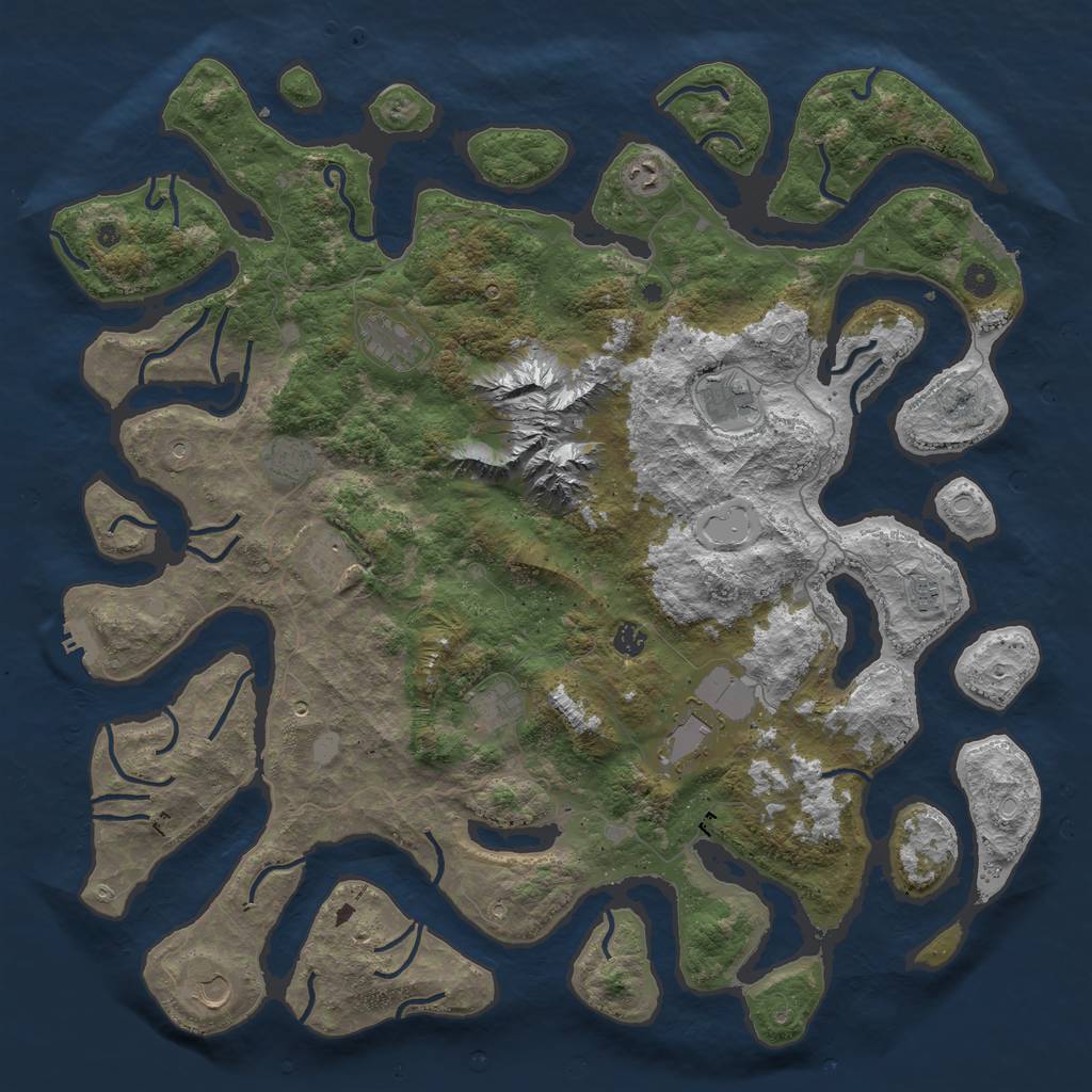 Rust Map: Procedural Map, Size: 5000, Seed: 100000, 18 Monuments