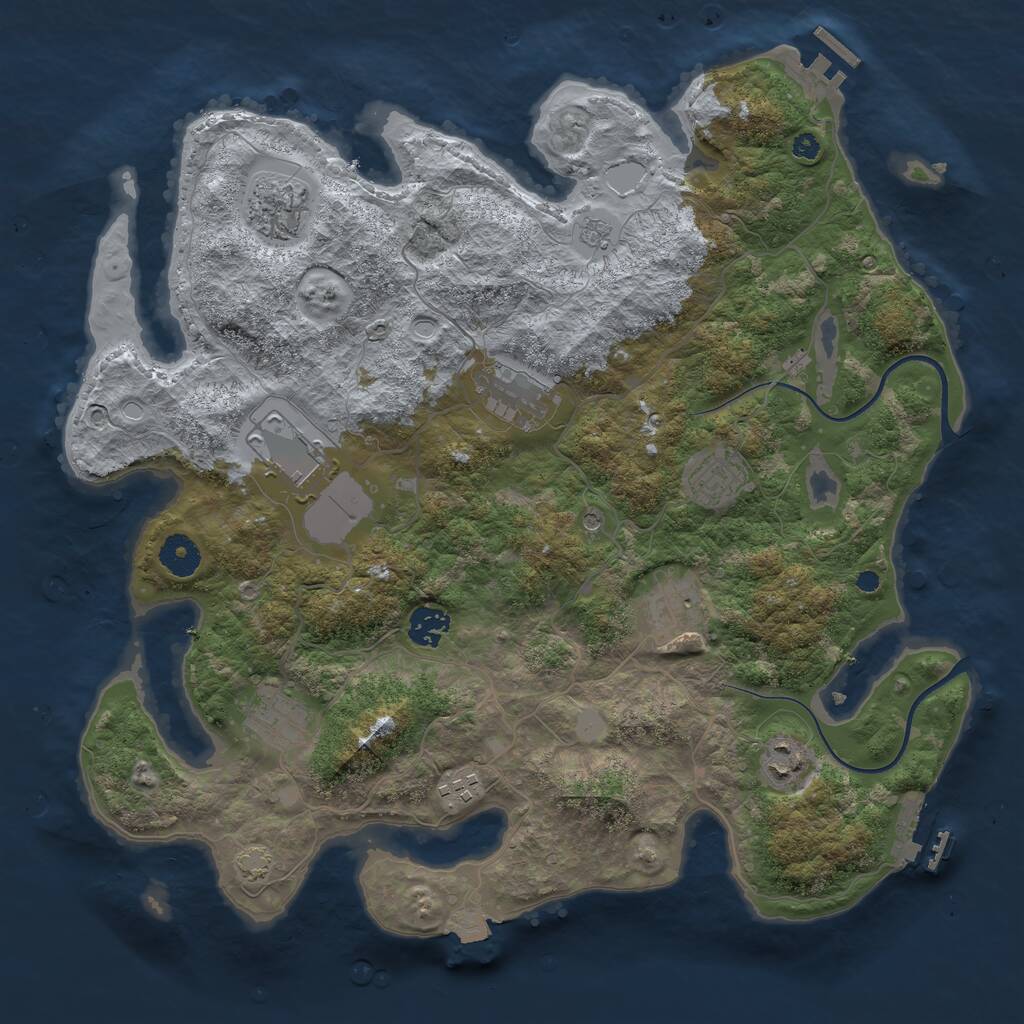 Rust Map: Procedural Map, Size: 3800, Seed: 2047695425, 15 Monuments