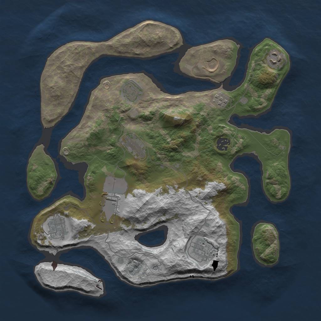 Rust Map: Barren, Size: 3550, Seed: 406412, 12 Monuments