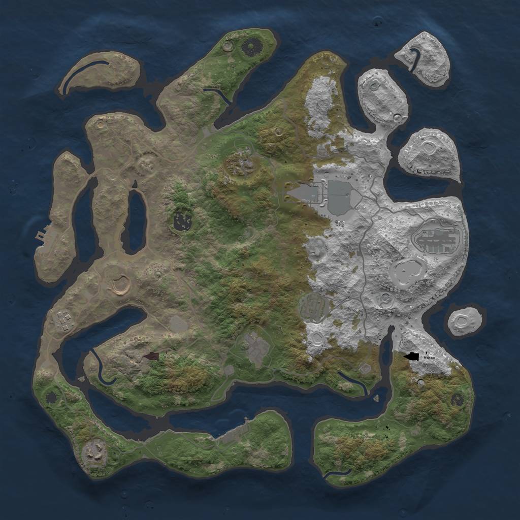 Rust Map: Procedural Map, Size: 4000, Seed: 1531653355, 17 Monuments