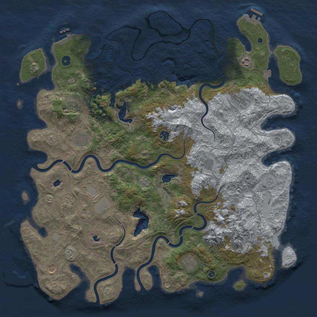 Rust Map: Procedural Map, Size: 5000, Seed: 62500, 17 Monuments