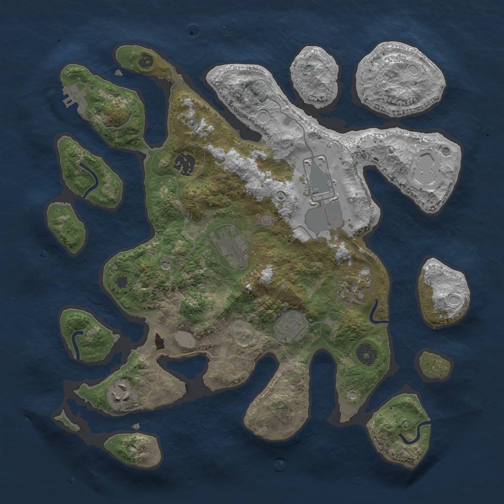 Rust Map: Procedural Map, Size: 3550, Seed: 376387, 13 Monuments