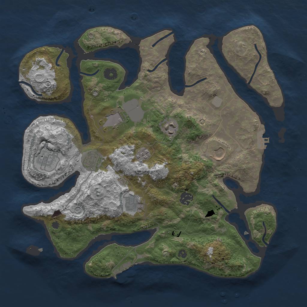 Rust Map: Procedural Map, Size: 3550, Seed: 740033, 16 Monuments