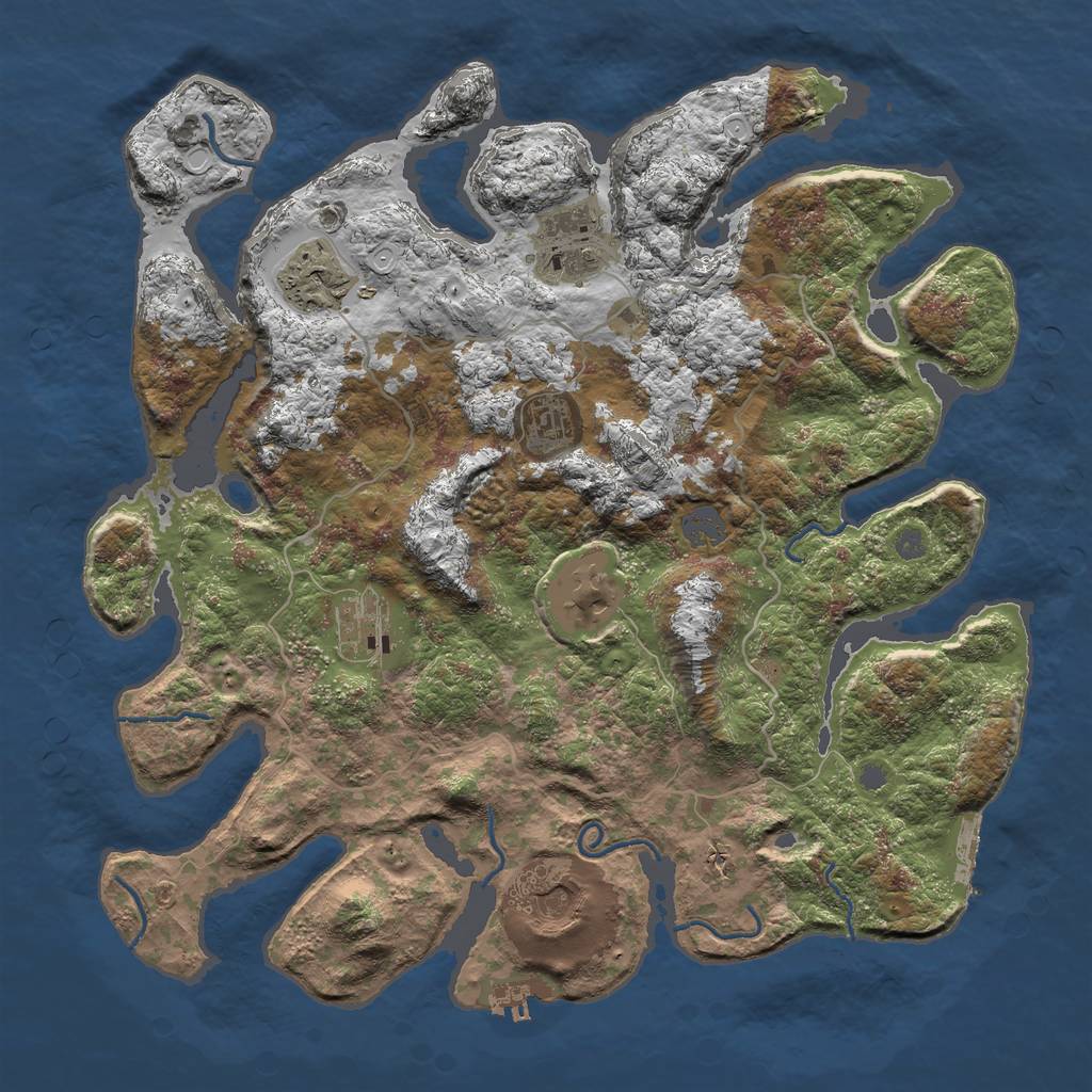 Rust Map: Procedural Map, Size: 3800, Seed: 2338971, 13 Monuments