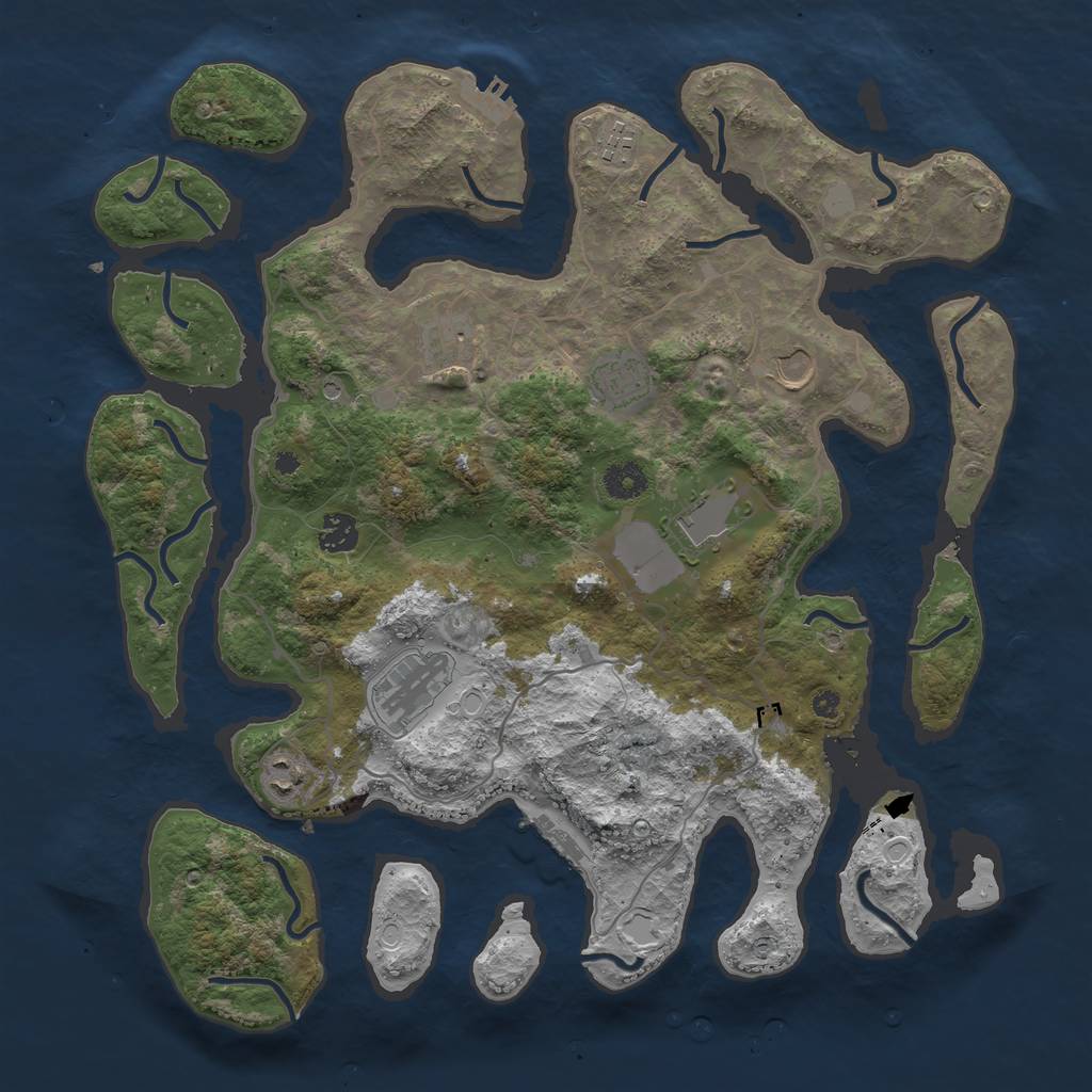 Rust Map: Procedural Map, Size: 4000, Seed: 454500, 16 Monuments