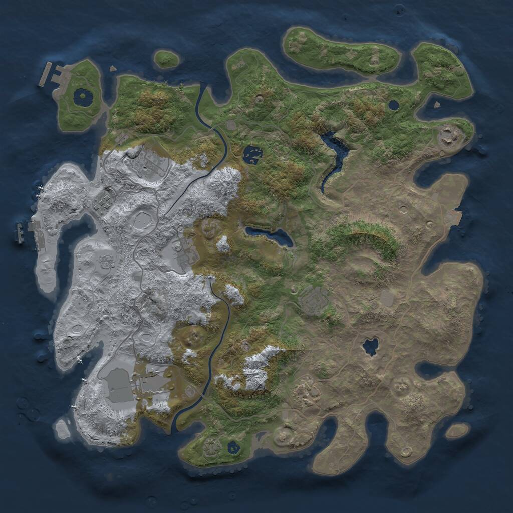 Rust Map: Procedural Map, Size: 4000, Seed: 411171, 14 Monuments