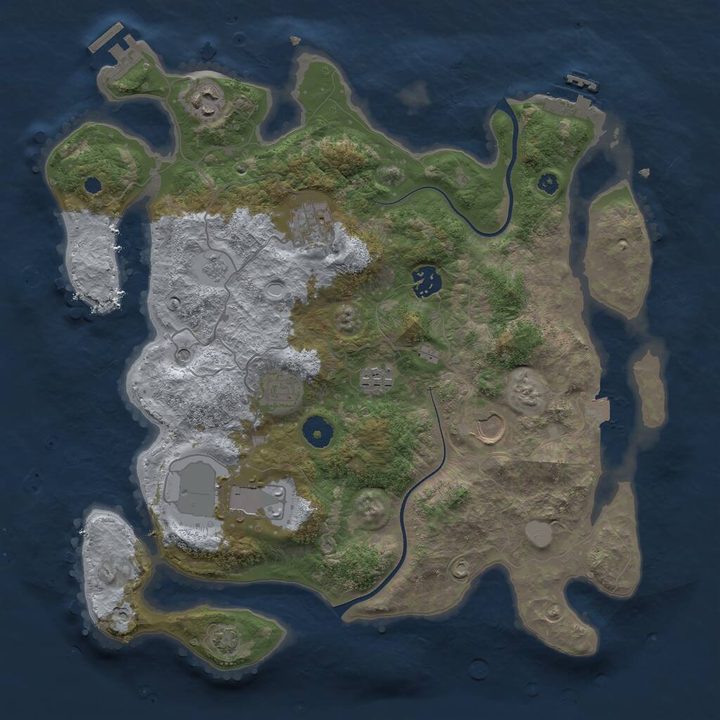 Rust Map: Procedural Map, Size: 3550, Seed: 630995, 13 Monuments