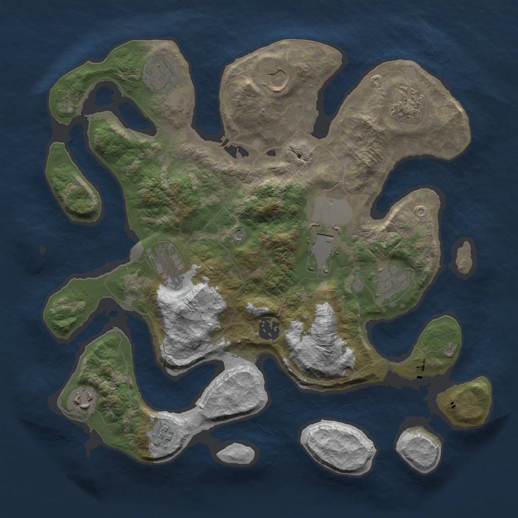 Rust Map: Barren, Size: 3550, Seed: 111644, 12 Monuments