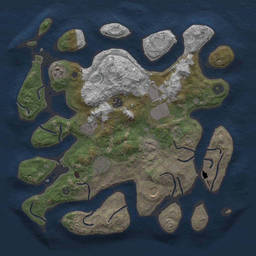 Rust Map: Procedural Map, Size: 3550, Seed: 906179, 12 Monuments