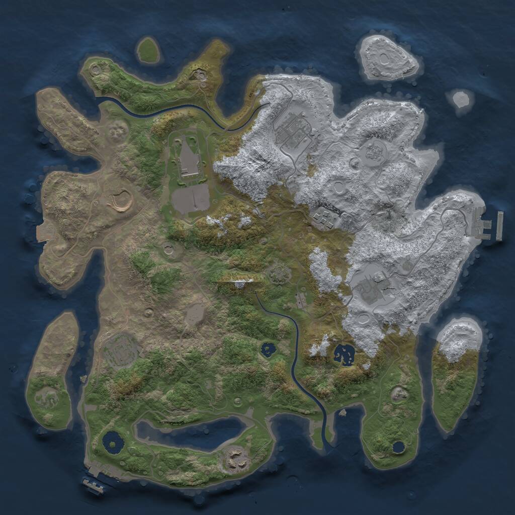 Rust Map: Procedural Map, Size: 3550, Seed: 154106, 14 Monuments