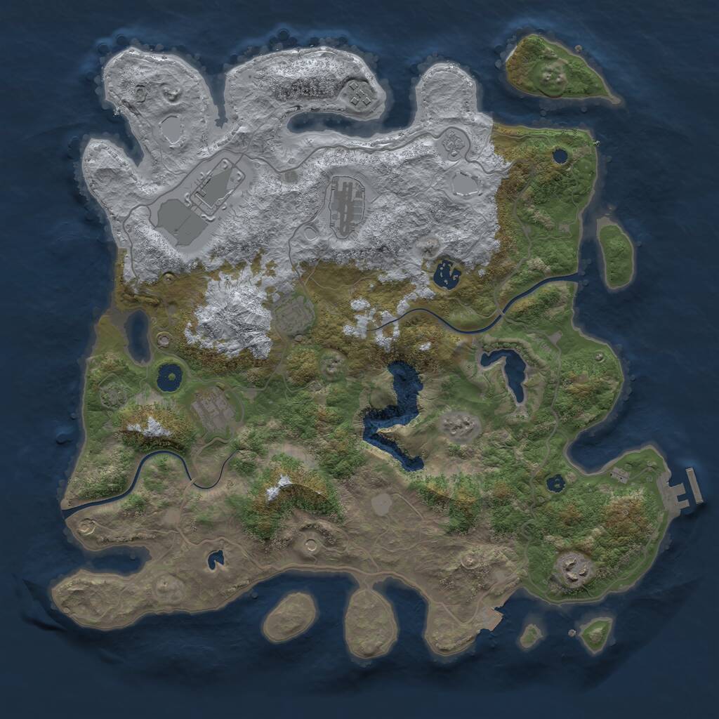 Rust Map: Procedural Map, Size: 4000, Seed: 72598, 12 Monuments