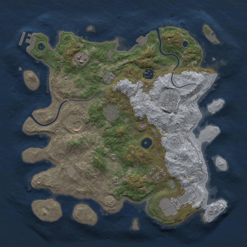 Rust Map: Procedural Map, Size: 3550, Seed: 517370, 13 Monuments