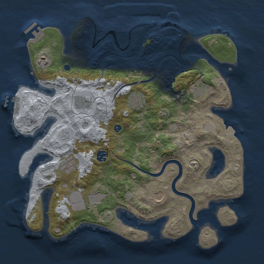 Rust Map: Procedural Map, Size: 3500, Seed: 2004144567, 15 Monuments