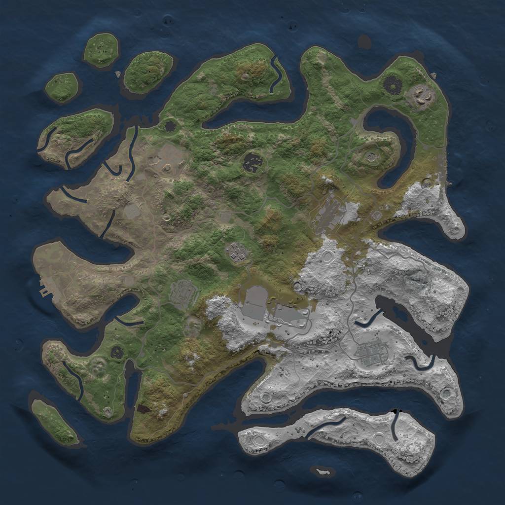 Rust Map: Procedural Map, Size: 4000, Seed: 608224, 16 Monuments