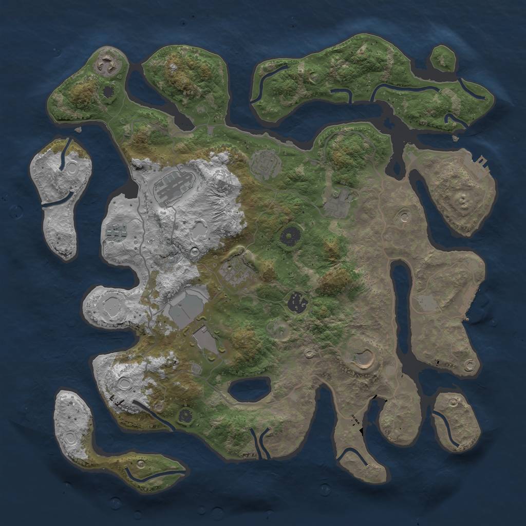 Rust Map: Procedural Map, Size: 4000, Seed: 630995, 17 Monuments