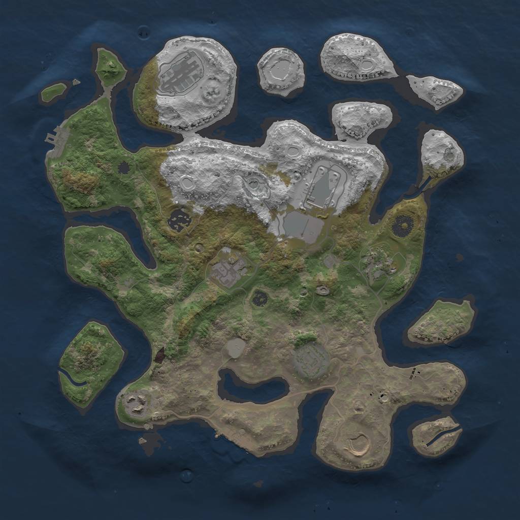 Rust Map: Procedural Map, Size: 3550, Seed: 227349, 16 Monuments