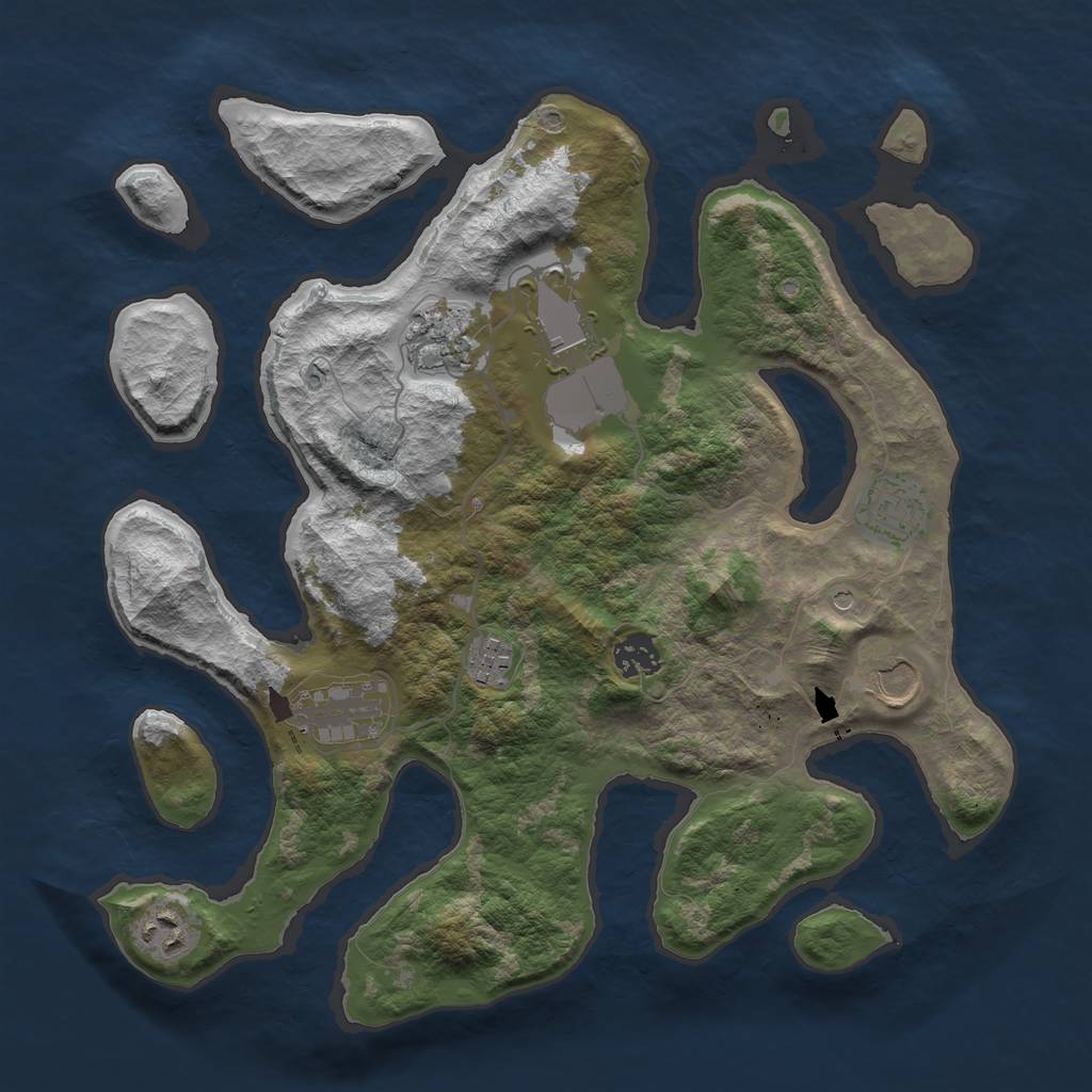 Rust Map: Barren, Size: 3550, Seed: 53247, 11 Monuments