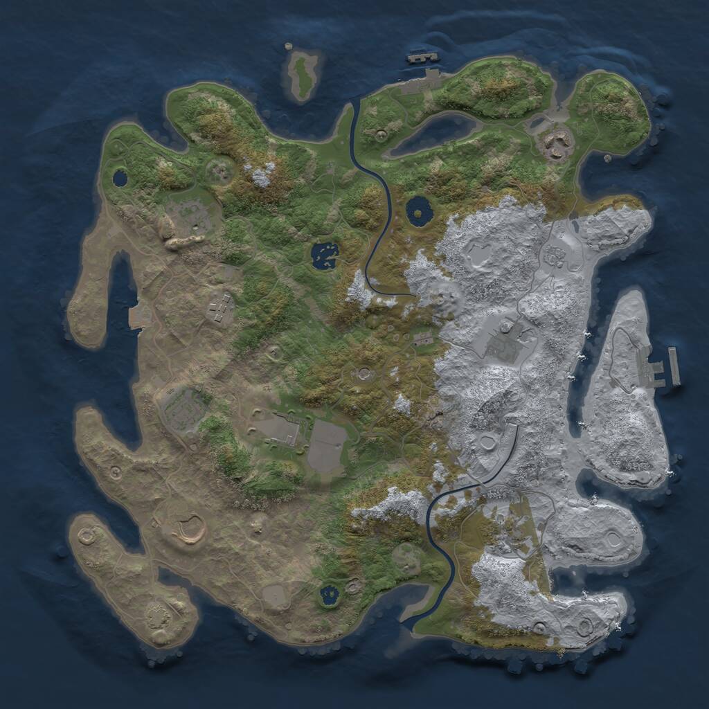 Rust Map: Procedural Map, Size: 3750, Seed: 1790284684, 15 Monuments