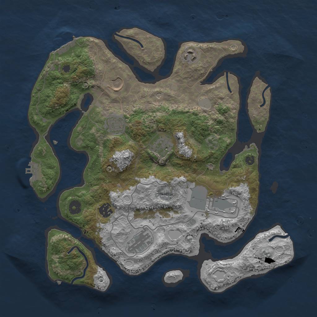 Rust Map: Procedural Map, Size: 3550, Seed: 653136, 15 Monuments