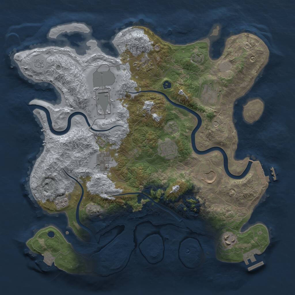 Rust Map: Procedural Map, Size: 3550, Seed: 655057, 14 Monuments