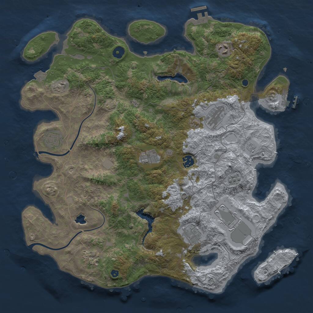 Rust Map: Procedural Map, Size: 4000, Seed: 6687, 15 Monuments