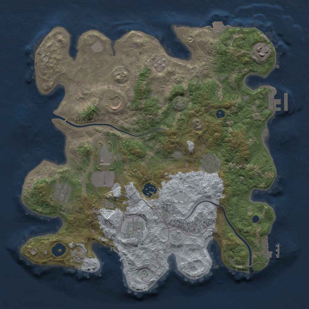 Rust Map: Procedural Map, Size: 3500, Seed: 1919471536, 14 Monuments