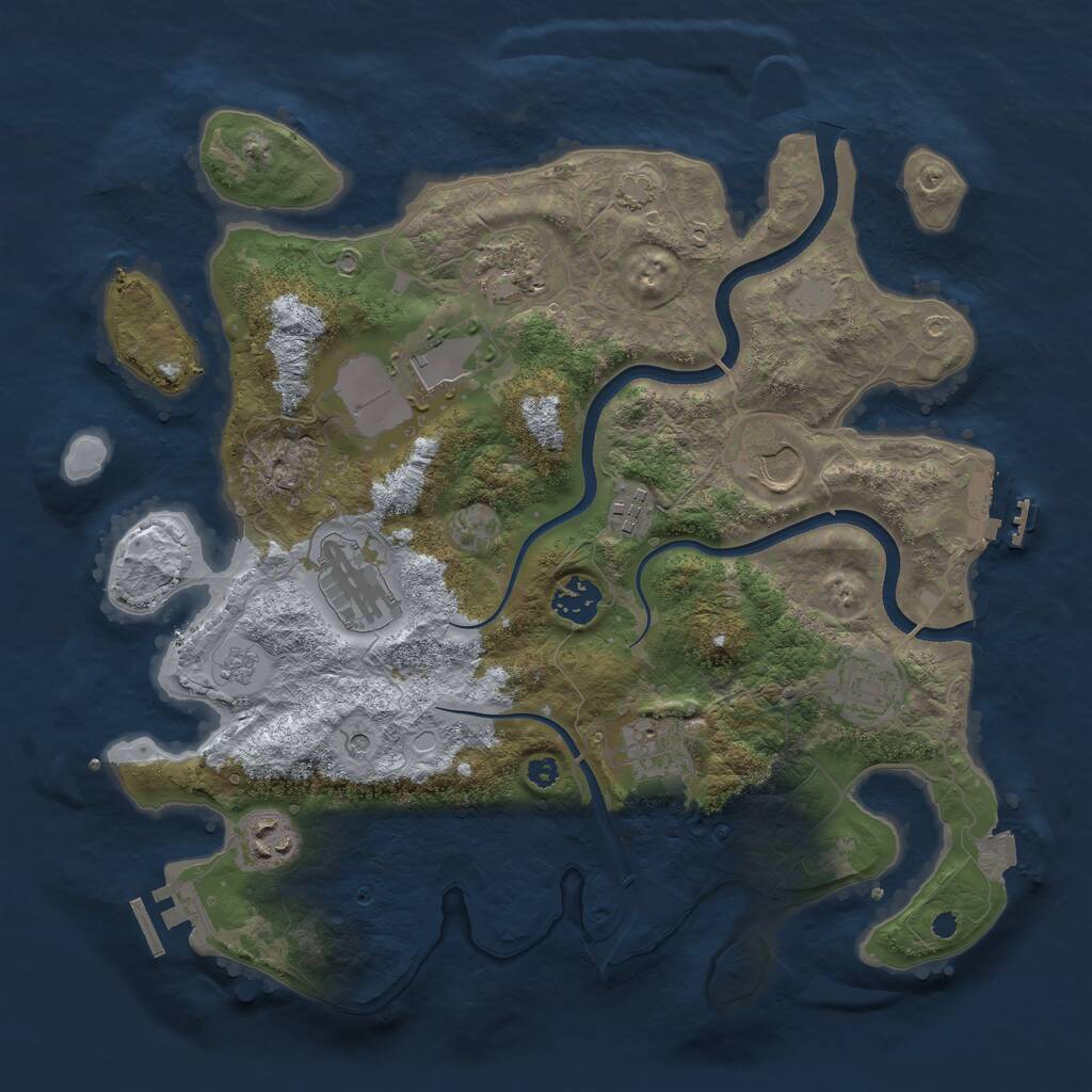 Rust Map: Procedural Map, Size: 3550, Seed: 903251, 15 Monuments