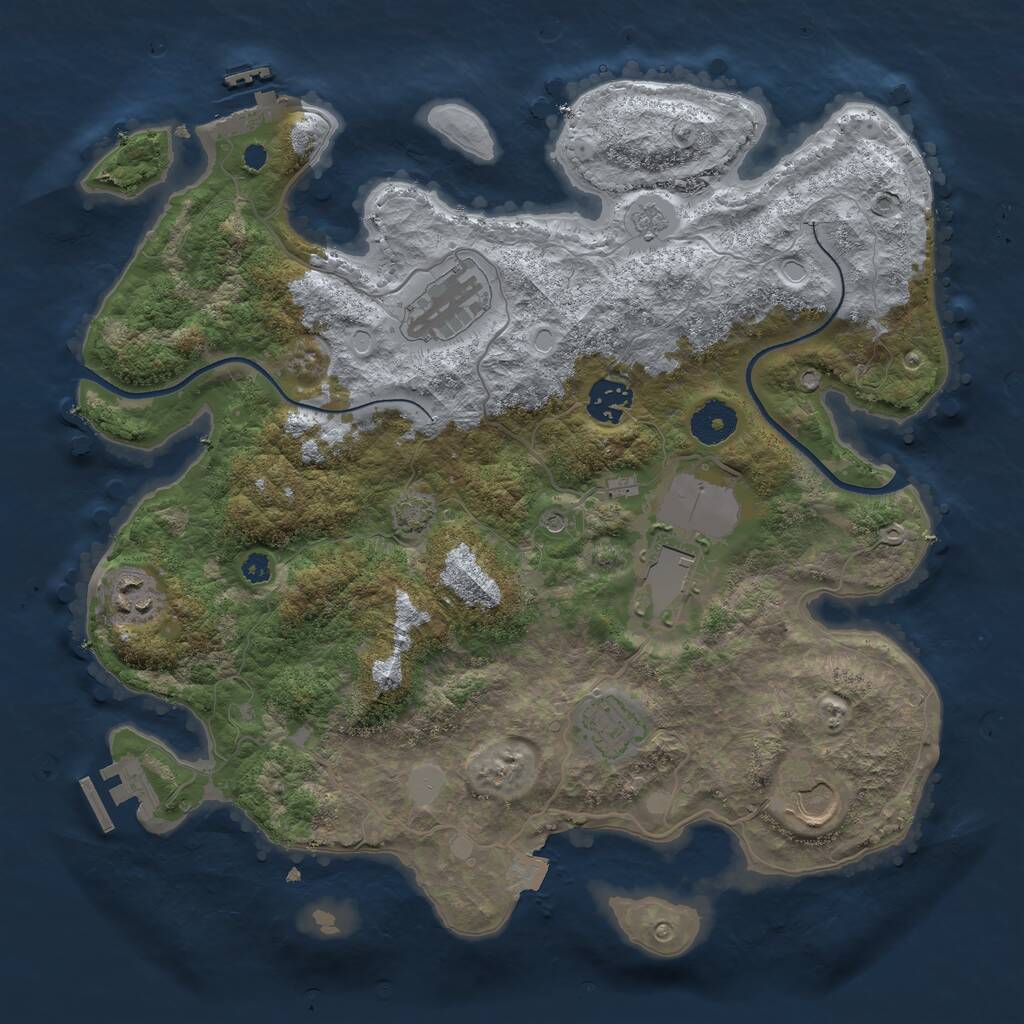 Rust Map: Procedural Map, Size: 3500, Seed: 661573996, 12 Monuments