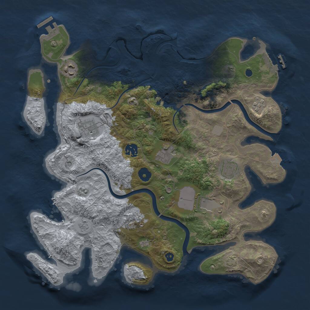 Rust Map: Procedural Map, Size: 3550, Seed: 42468, 14 Monuments