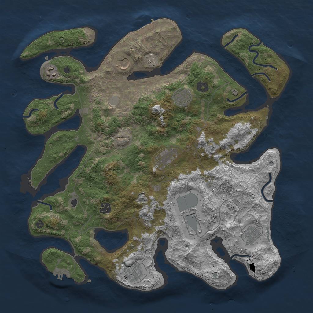Rust Map: Procedural Map, Size: 4000, Seed: 2096171205, 17 Monuments