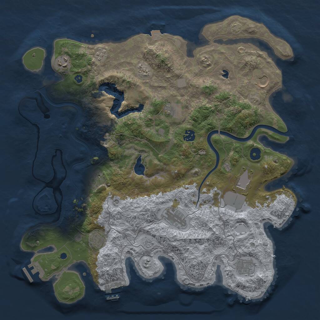 Rust Map: Procedural Map, Size: 4000, Seed: 400509, 16 Monuments
