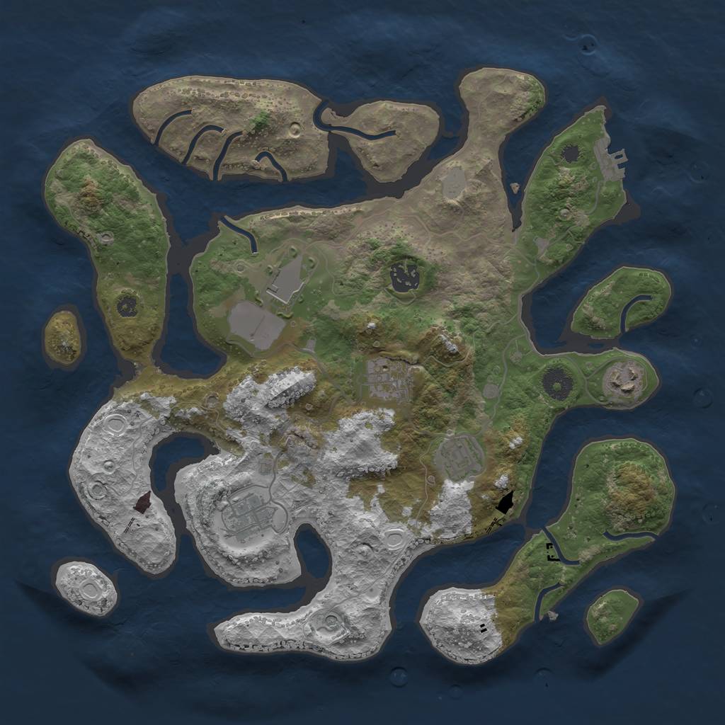 Rust Map: Procedural Map, Size: 3550, Seed: 848980, 13 Monuments