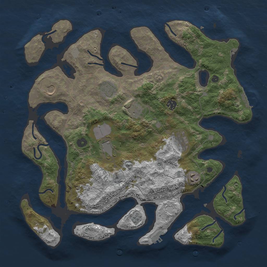 Rust Map: Procedural Map, Size: 4000, Seed: 594827, 16 Monuments