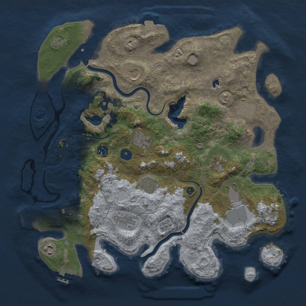 Rust Map: Procedural Map, Size: 4000, Seed: 278885, 16 Monuments