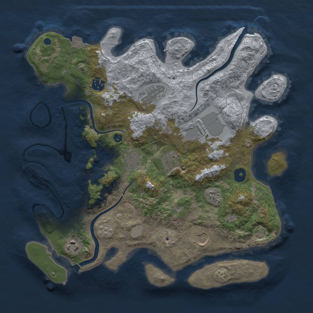 Rust Map: Procedural Map, Size: 3550, Seed: 691451, 12 Monuments