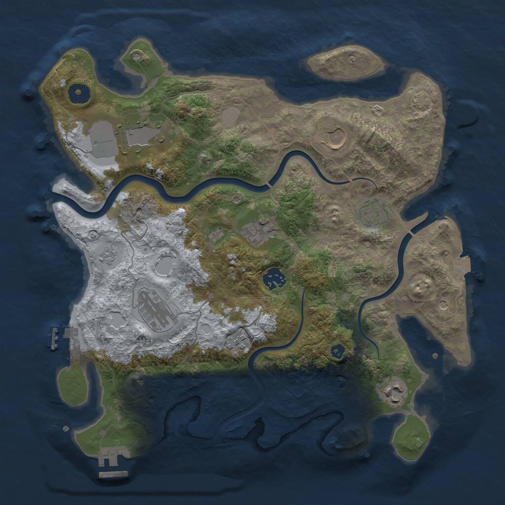 Rust Map: Procedural Map, Size: 3550, Seed: 946025, 14 Monuments